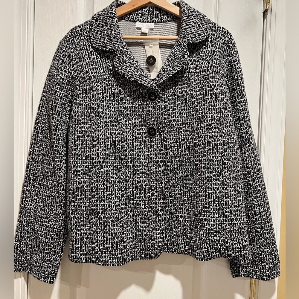 NWT - Charter Club Woman, Classic Black and White Two Button Jacket Coat Size 0X